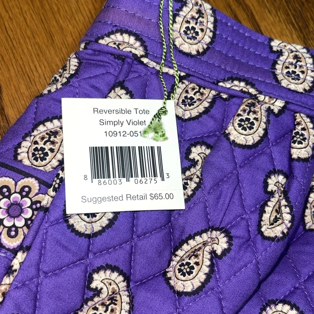 vera bradley reversible tote Simply Violet Paisley Retired Vtg Purse Bag Purple
